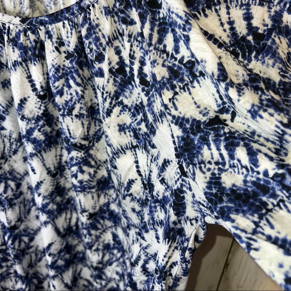 Michael Kors Tie Dye Blouse True Navy Blue White Size Small Scoop Neck - Picture 4 of 8